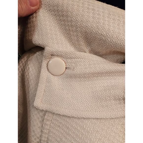 Anthropologie Tulle cream wool blend convertible collar button Jacket Sz XL - Picture 3 of 12